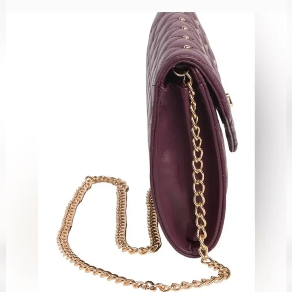 NWT Badgley Mischka Luxe Collection Mulberry Quilt Vegan Convertible Crossbody - Picture 5 of 11